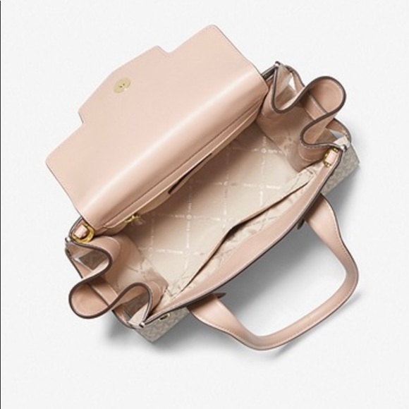 NEW Michael Kors Carmen Medium Color-Block Logo Satchel - Picture 4 of 5